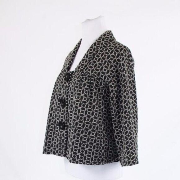 Vintage 90s Y2K Max Studio Retro Cropped Black White Swing Jacket M - Picture 3 of 8